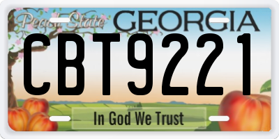 GA license plate CBT9221