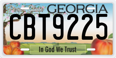 GA license plate CBT9225