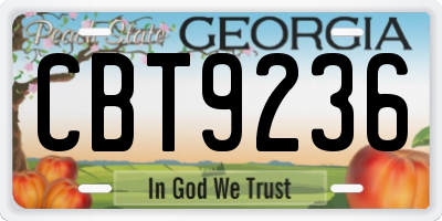 GA license plate CBT9236
