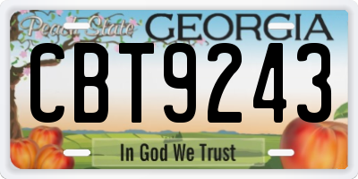 GA license plate CBT9243