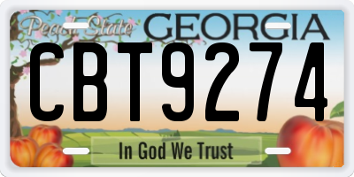 GA license plate CBT9274
