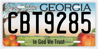 GA license plate CBT9285
