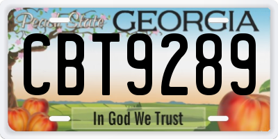 GA license plate CBT9289