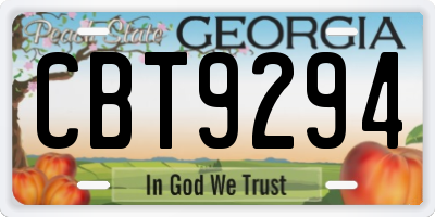 GA license plate CBT9294
