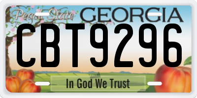 GA license plate CBT9296