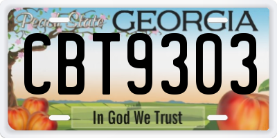 GA license plate CBT9303