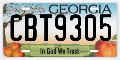 GA license plate CBT9305