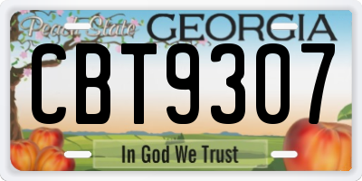 GA license plate CBT9307
