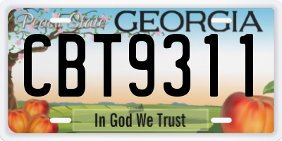 GA license plate CBT9311