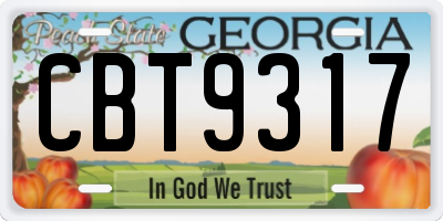 GA license plate CBT9317