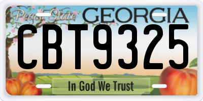 GA license plate CBT9325