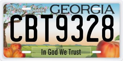 GA license plate CBT9328