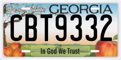 GA license plate CBT9332