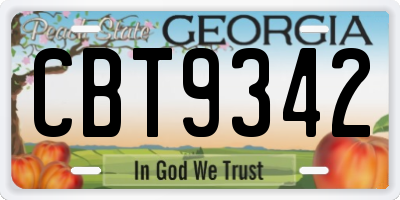 GA license plate CBT9342