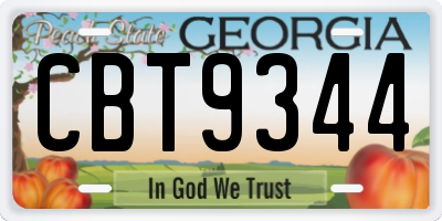 GA license plate CBT9344