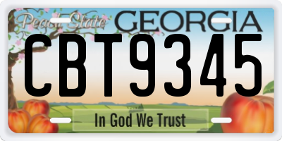 GA license plate CBT9345