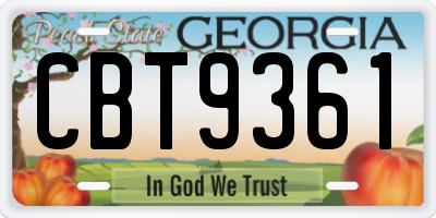 GA license plate CBT9361