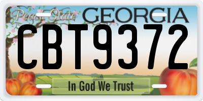 GA license plate CBT9372