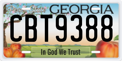 GA license plate CBT9388