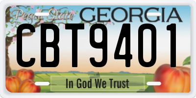 GA license plate CBT9401