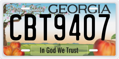 GA license plate CBT9407