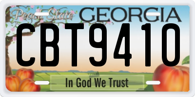 GA license plate CBT9410