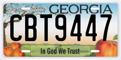 GA license plate CBT9447