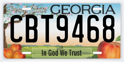 GA license plate CBT9468