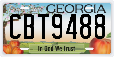 GA license plate CBT9488