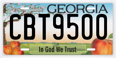 GA license plate CBT9500