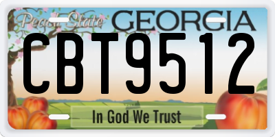 GA license plate CBT9512