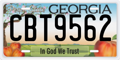 GA license plate CBT9562