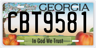 GA license plate CBT9581