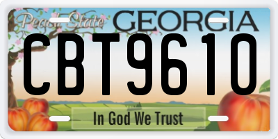GA license plate CBT9610