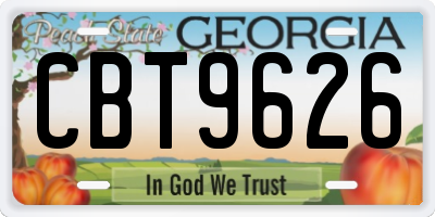 GA license plate CBT9626