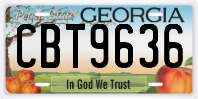 GA license plate CBT9636