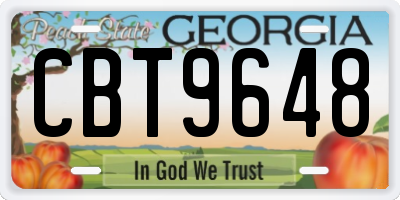 GA license plate CBT9648