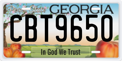 GA license plate CBT9650