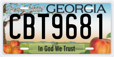GA license plate CBT9681
