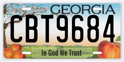 GA license plate CBT9684
