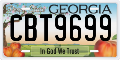 GA license plate CBT9699