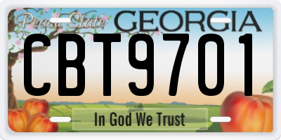 GA license plate CBT9701