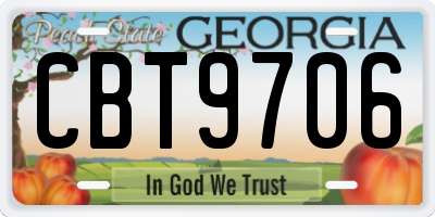 GA license plate CBT9706