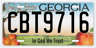 GA license plate CBT9716