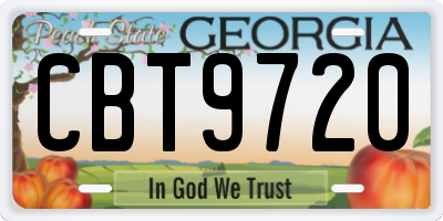 GA license plate CBT9720