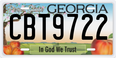 GA license plate CBT9722