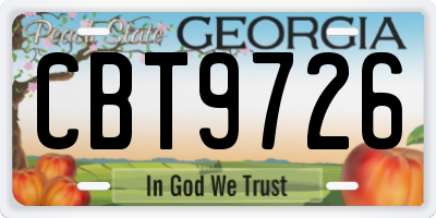 GA license plate CBT9726