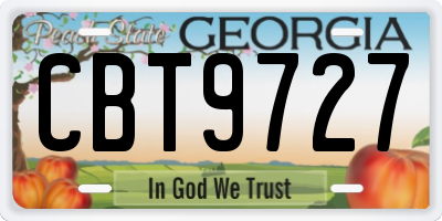 GA license plate CBT9727