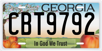 GA license plate CBT9792