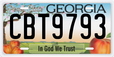 GA license plate CBT9793